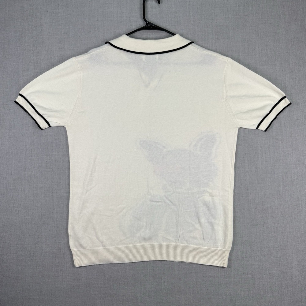 OXKNIT Shirt Men's Size XL V-Neck Polo Beige Dog w/ Glasses 100% Cotton NWT - Picture 6 of 8